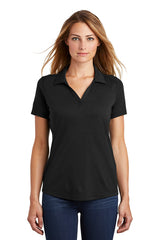 ladies posicharge tri blend wicking polo black triad solid