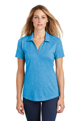 ladies posicharge tri blend wicking polo pond blue heather