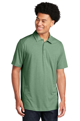 posicharge tri blend wicking polo forest green heather