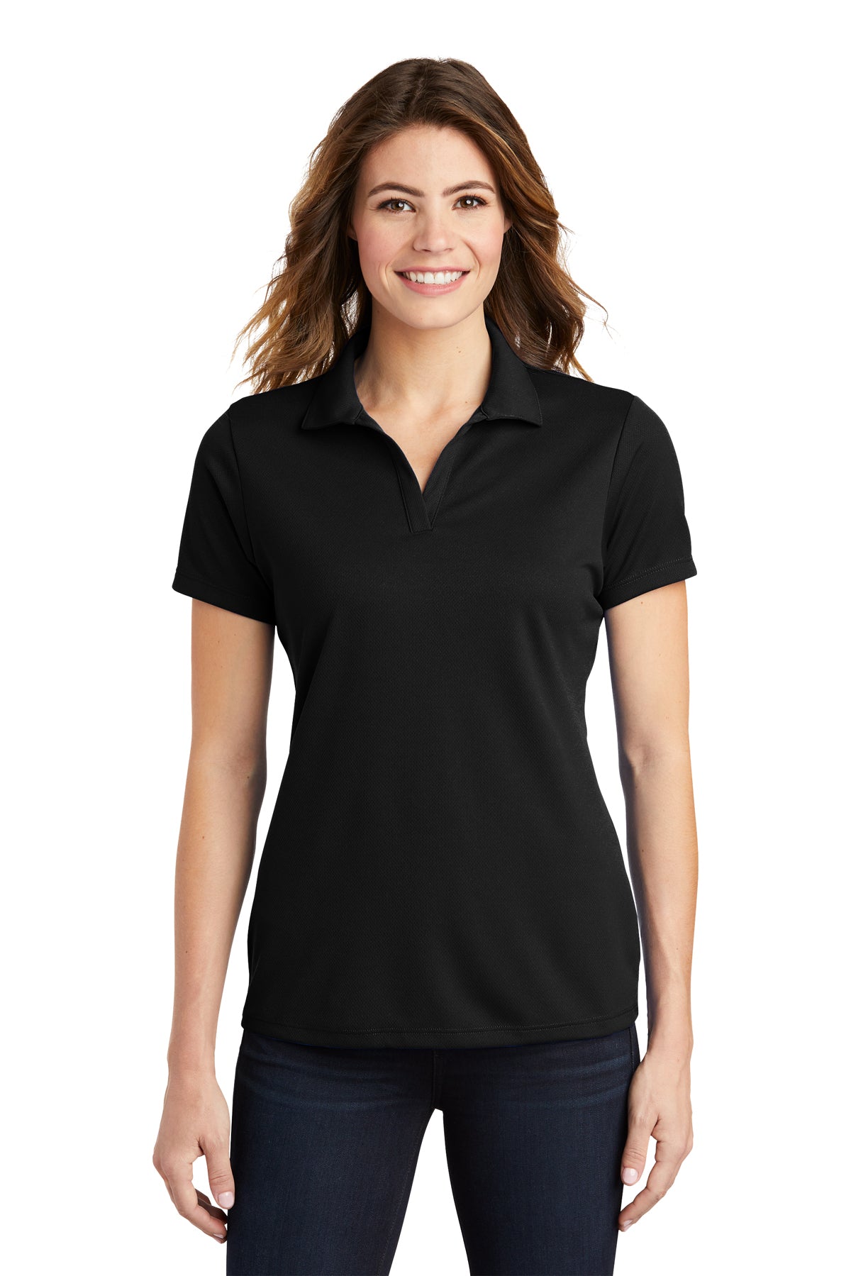 ladies posicharge racermesh polo black