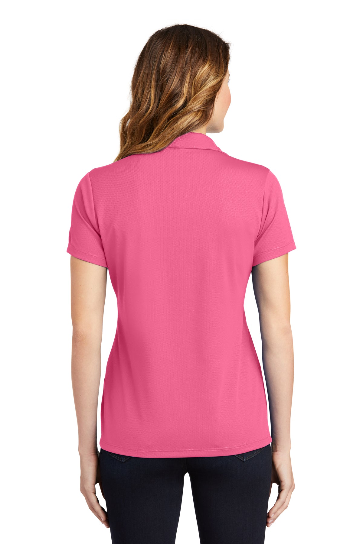 ladies posicharge racermesh polo bright pink