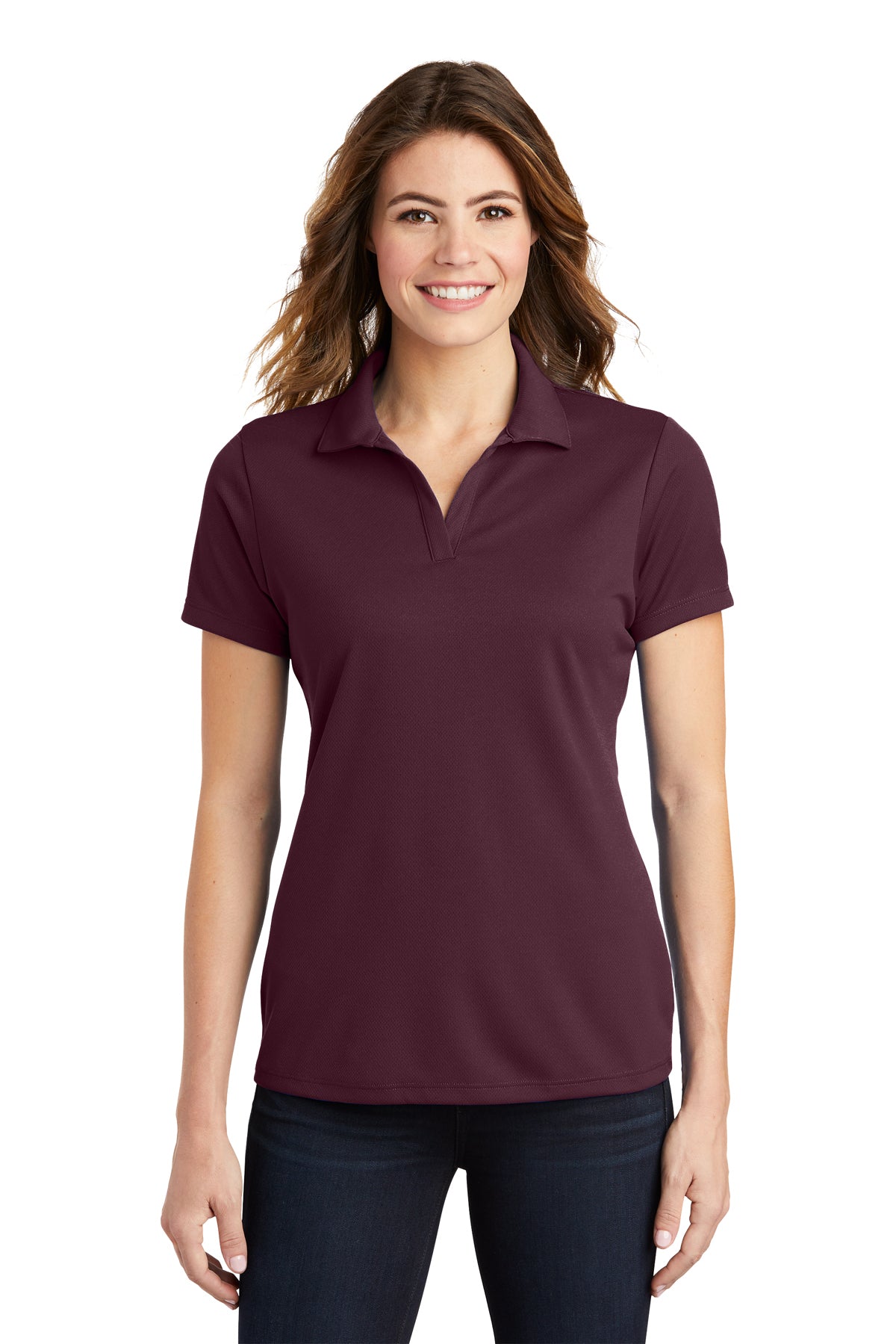 ladies posicharge racermesh polo maroon