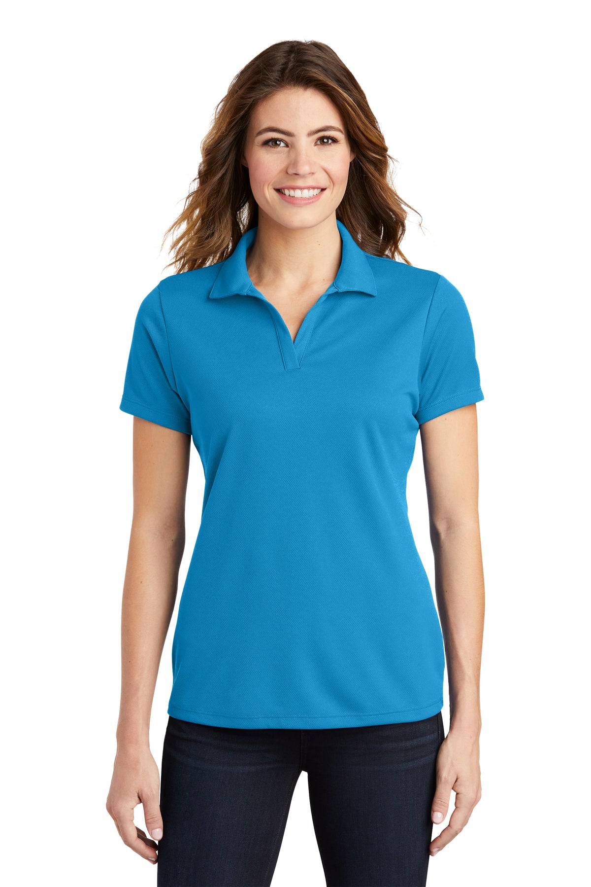 ladies posicharge racermesh polo pond blue