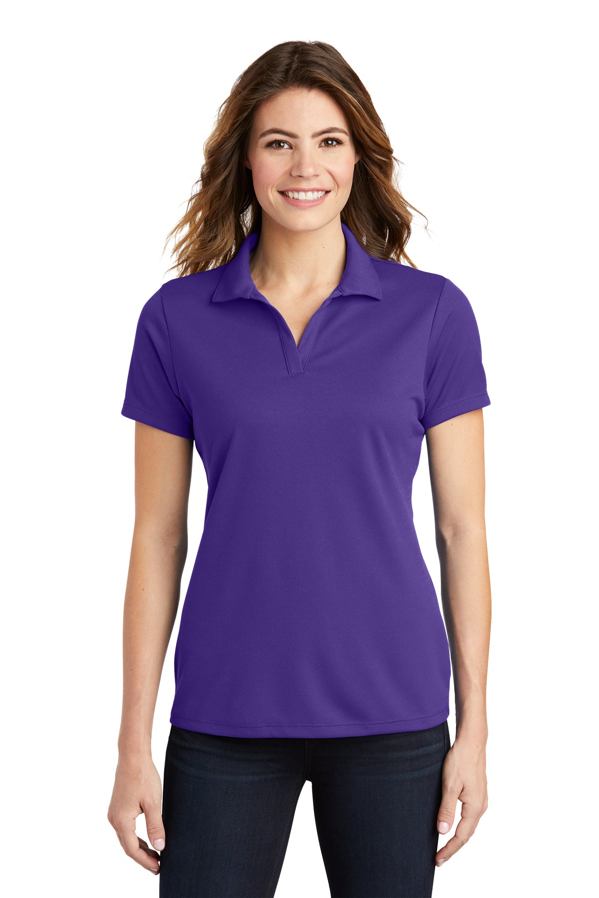 ladies posicharge racermesh polo purple