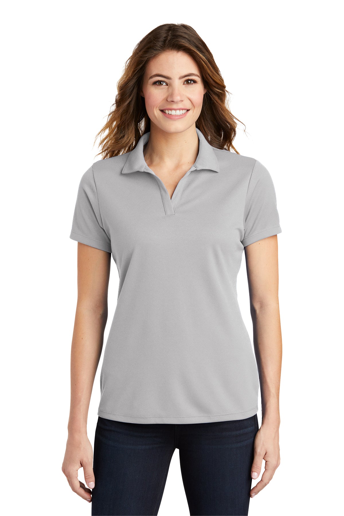 ladies posicharge racermesh polo silver