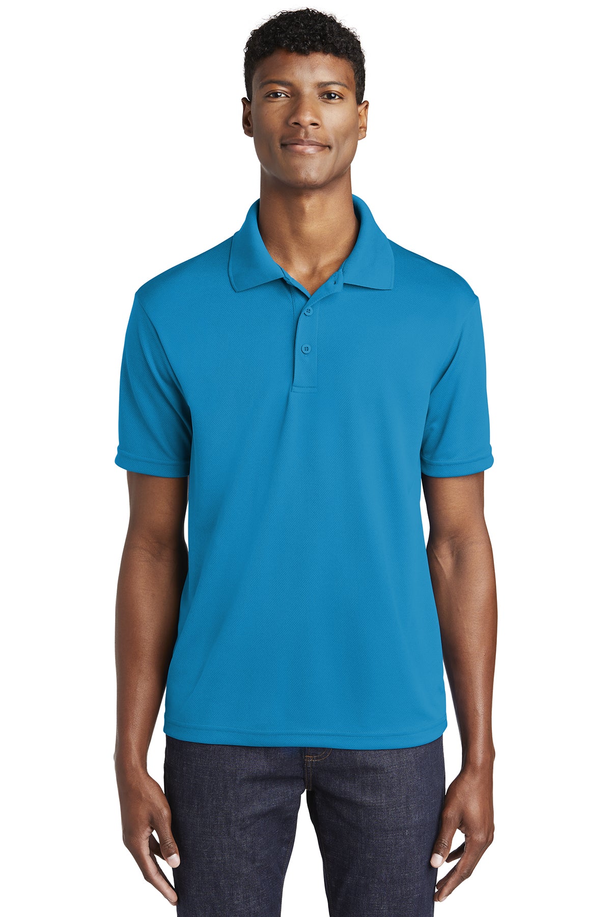 posicharge racermesh polo pond blue