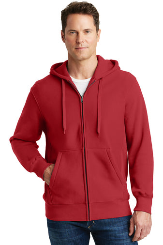 super heavyweight full zip hooded sweatshirt red