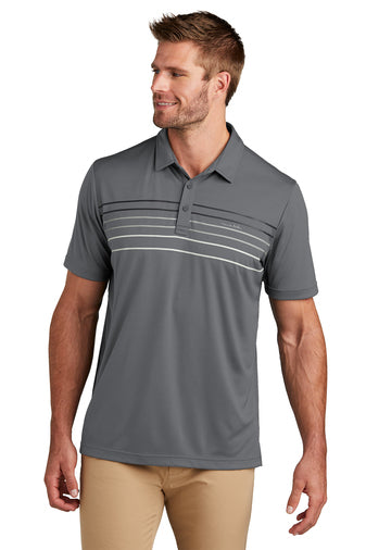 coto performance chest stripe polo dark grey