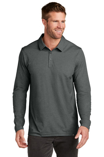 oceanside heather long sleeve polo black heather