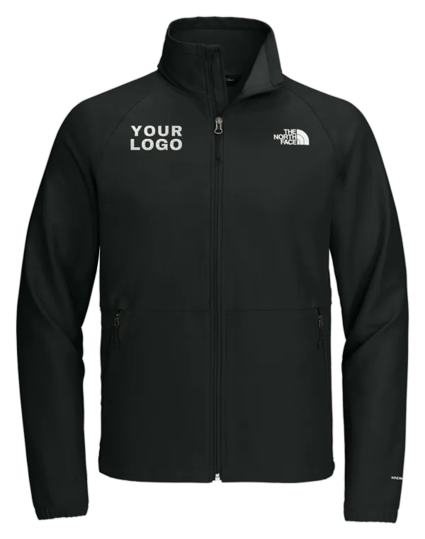 Black The North Face soft shell jacket with YOUR LOGO embroidered on the chest